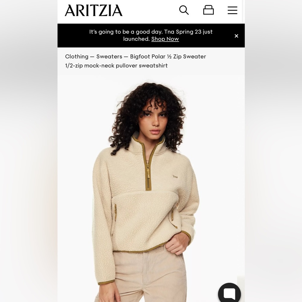 Aritzia Bigfoot Polar ½ Zip Sweater